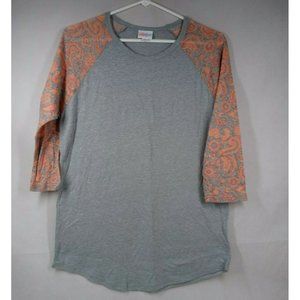 NWT Lularoe Randy Solid Gray With Orange Floral Designs On Sleeves Size Medium